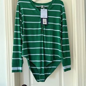 *NWT* LaLinge for Target Green and Light Blue Striped Long Sleeve Bodysuit